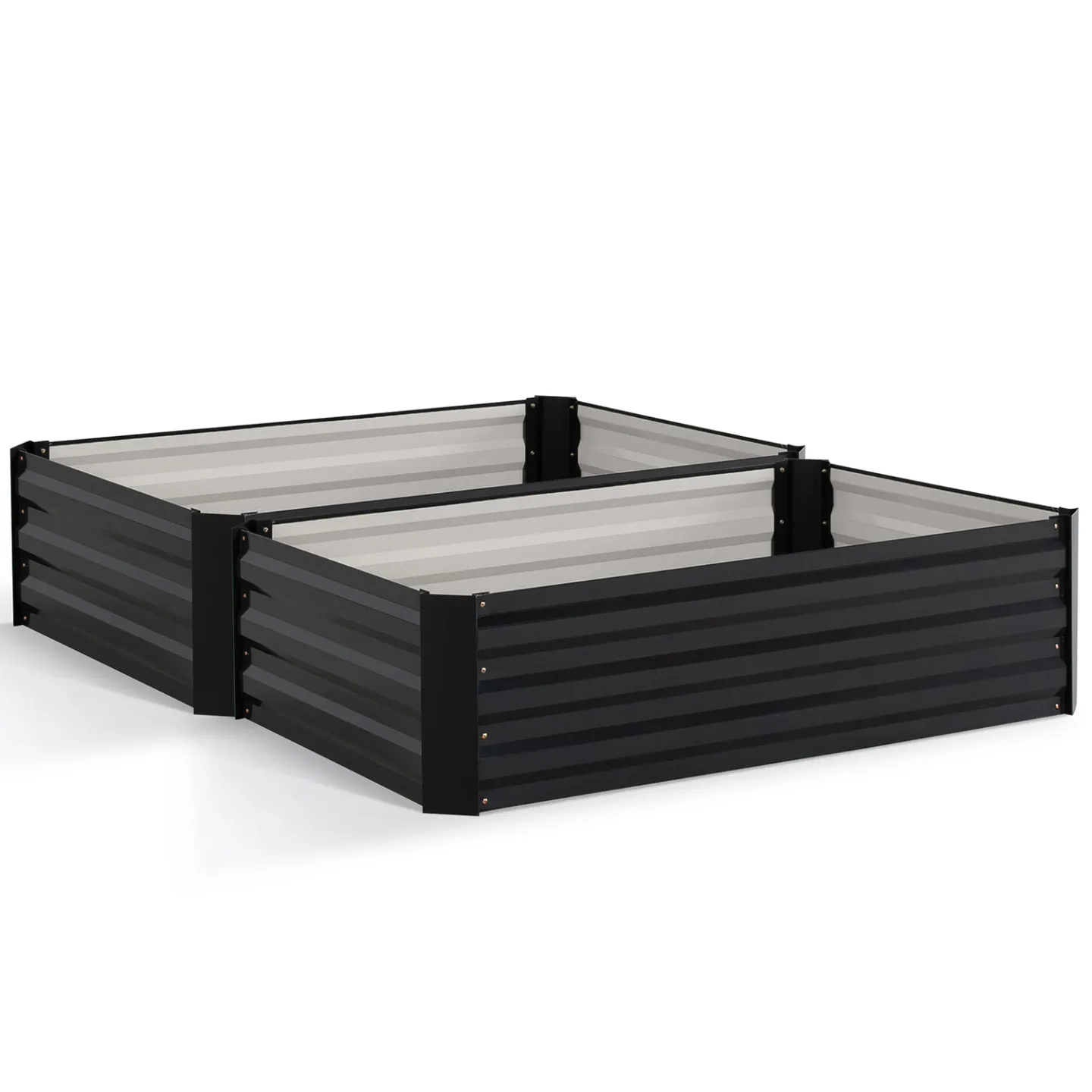 Lot de 2 carrés potager en métal châssis rectangulaire 160x115 cm gris anthracite