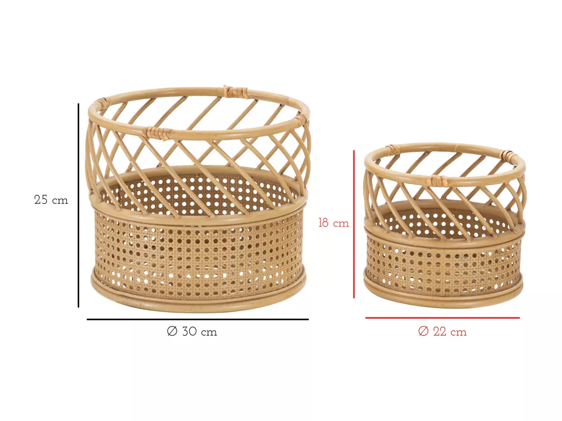 Lot de 2 porte-vases ronds en métal marron Ø 30x25-22x18 cm