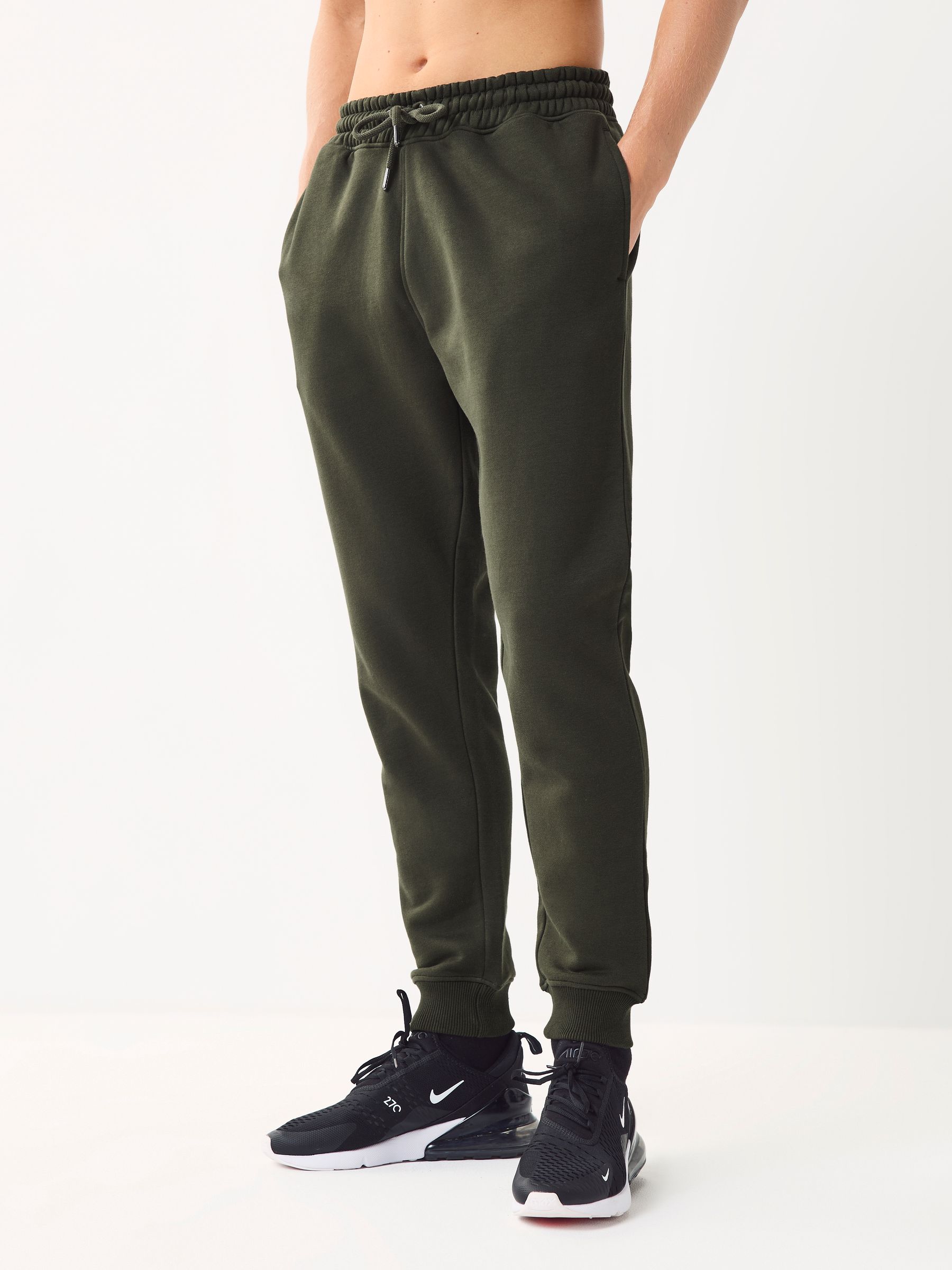 Zwart/leigrijs/kakigroen - Verpakking van 3 slim-fit jersey joggingbroeken met hoog katoengehalte