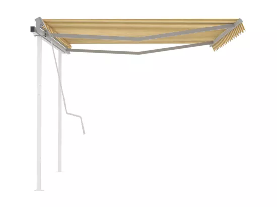 Auventanuel rétractable avec poteaux 4,5x3,5 Jaune et blanc