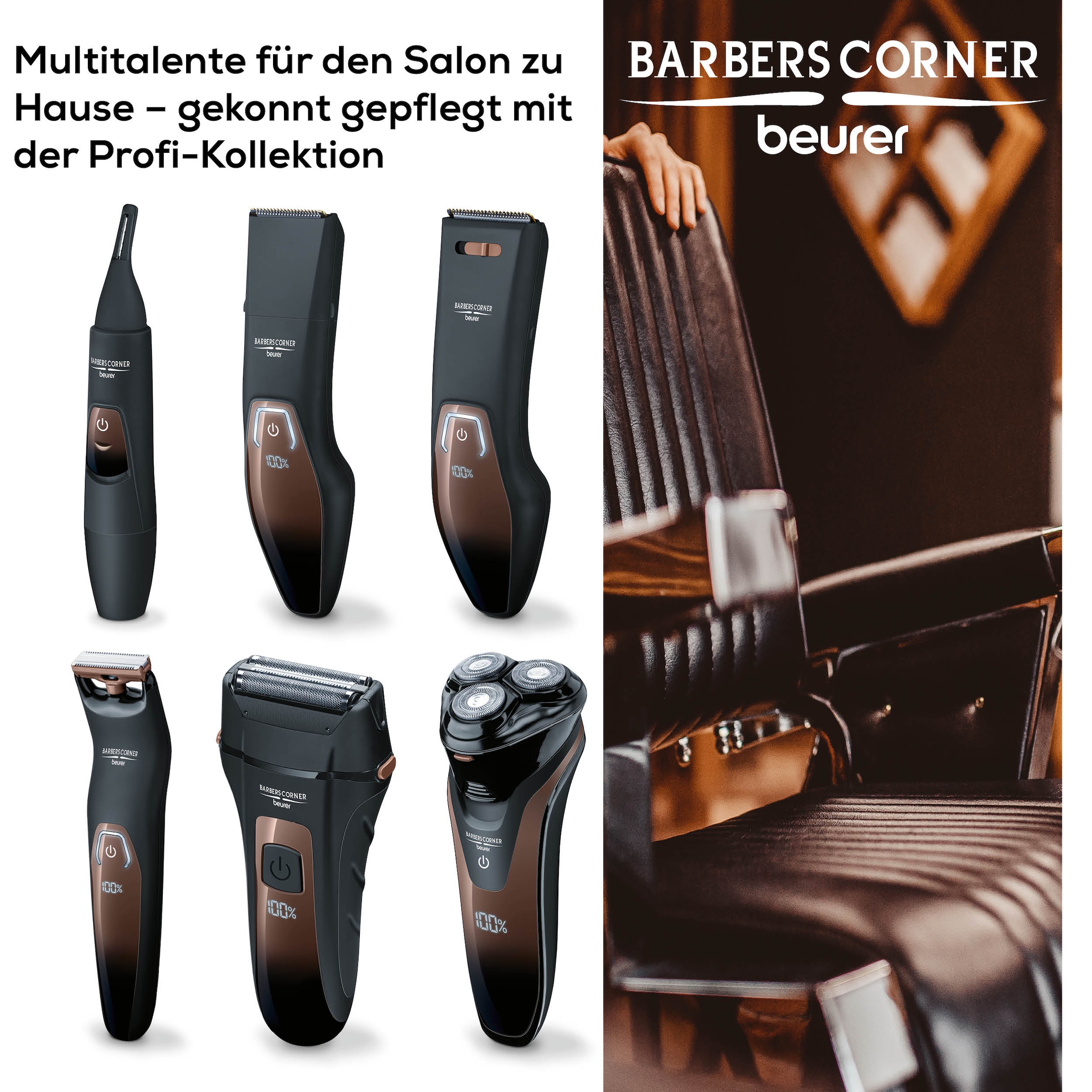 BEURER Elektrorasierer »HR 8000 Rotationsrasierer, 2-in-1 Bart- und Kotelettenstyler« 1 Stk. Aufsätze Zur Trocken- und Nassrasur geeignet, inkl. Aufbewahrungstasche