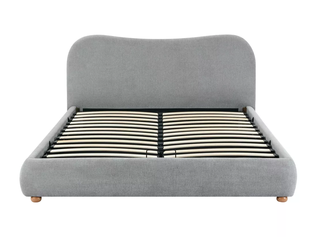 Lit coffre 180 x 200 cm - Tissu - Gris clair + Matelas - VANARI