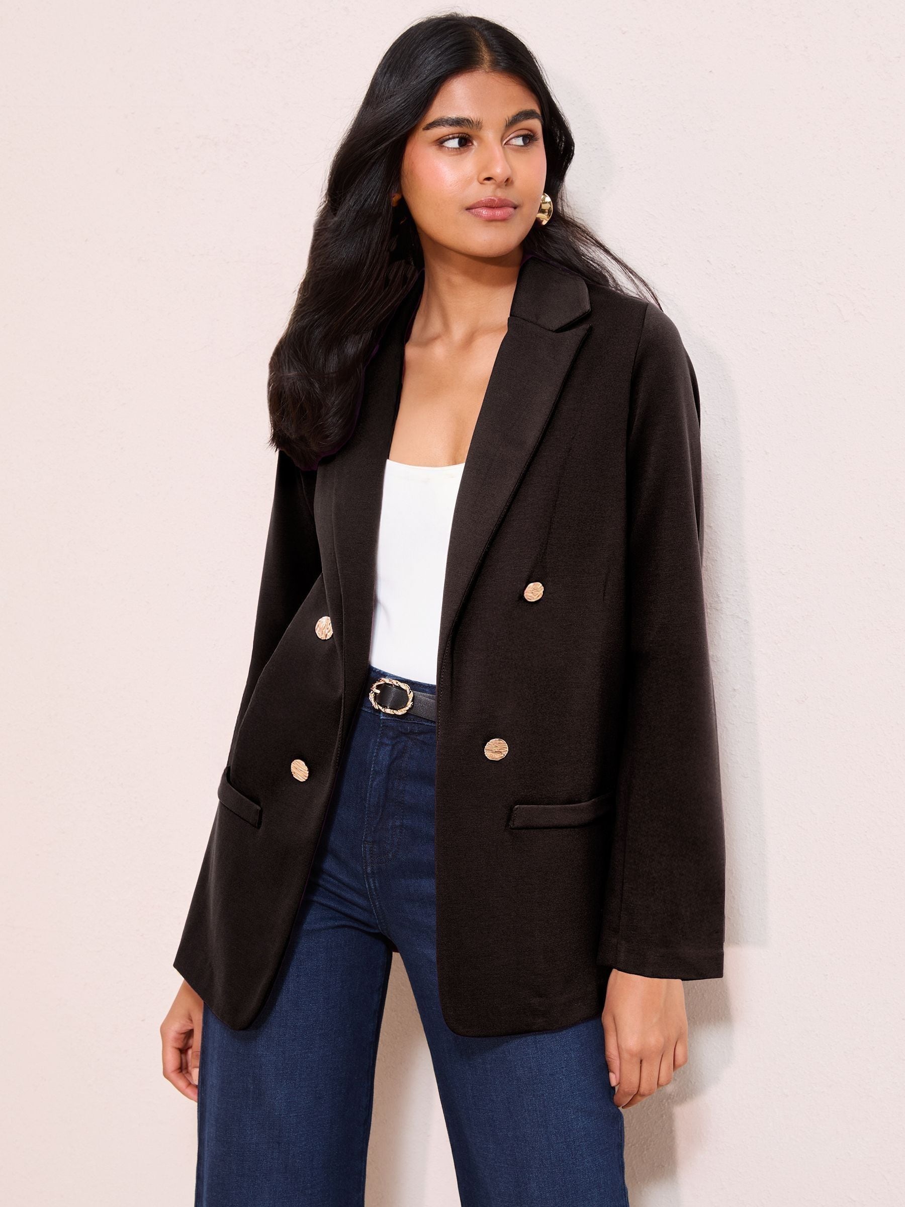 Zwart - Friends Like These Edge To Edge Ponte maatgesneden blazer