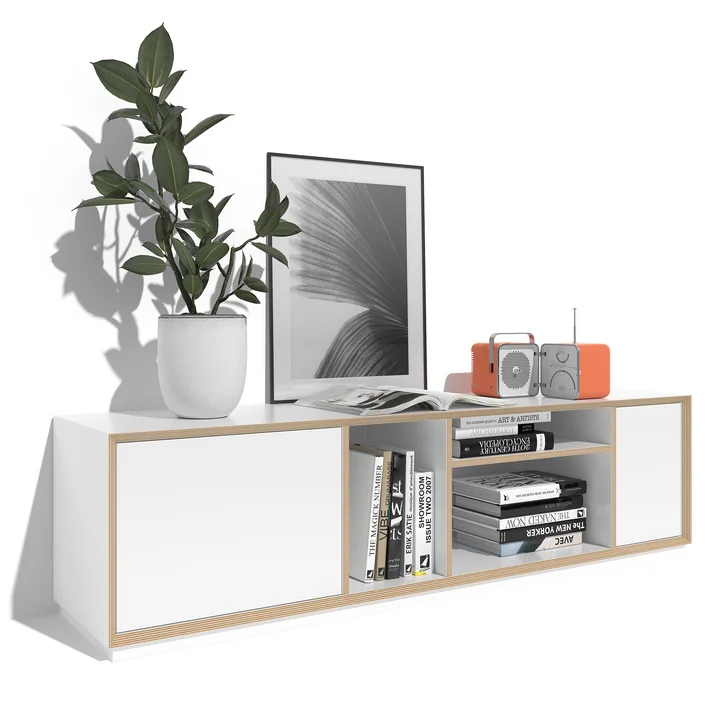 Müller Small Living - Vertiko Wide Sideboard, Two, CPL weiss / Birke