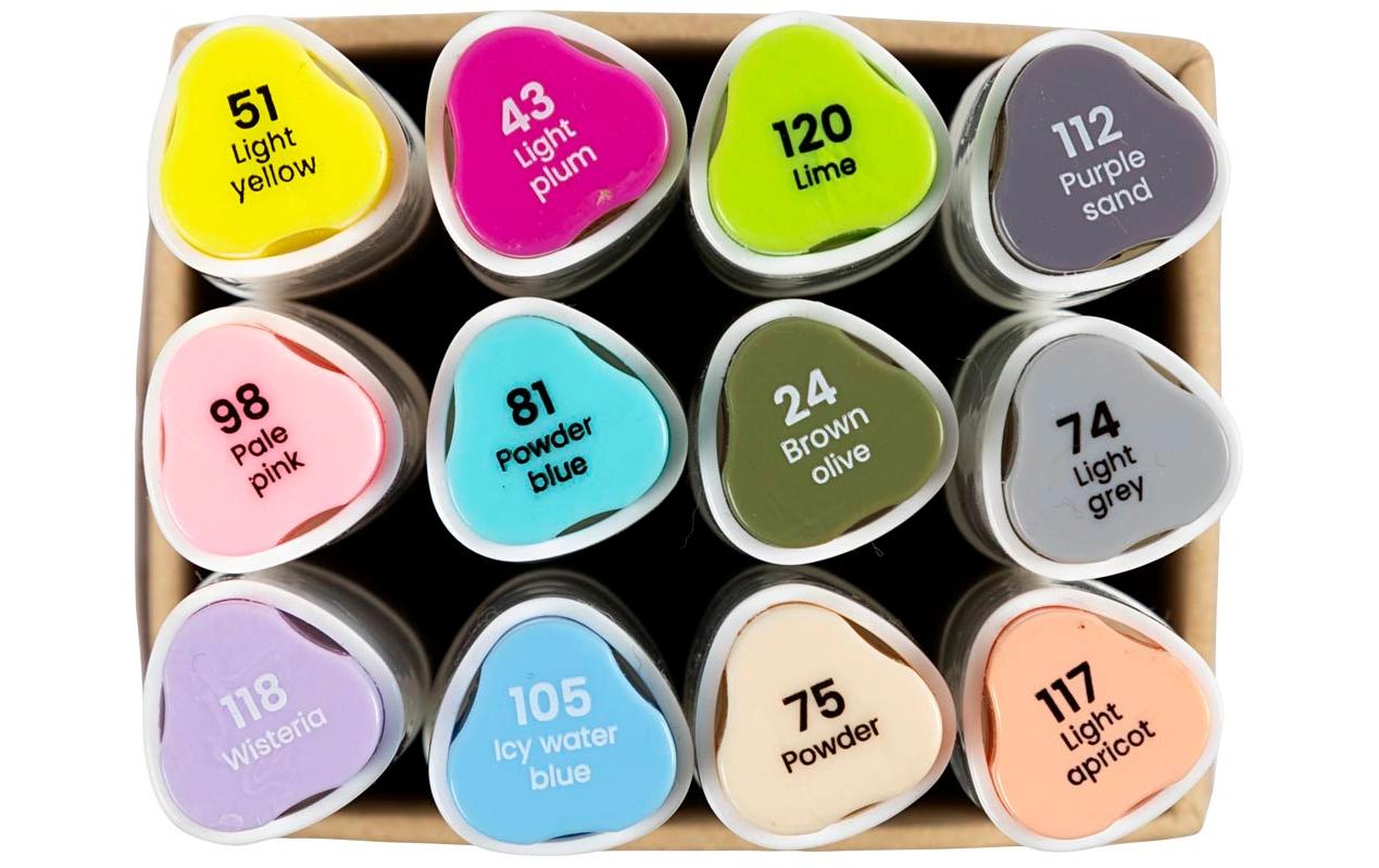 Kalligraphiemarker 1+ 8 mm, 12 Stück, Pastellfarben2-in-1-Zeichenmarker