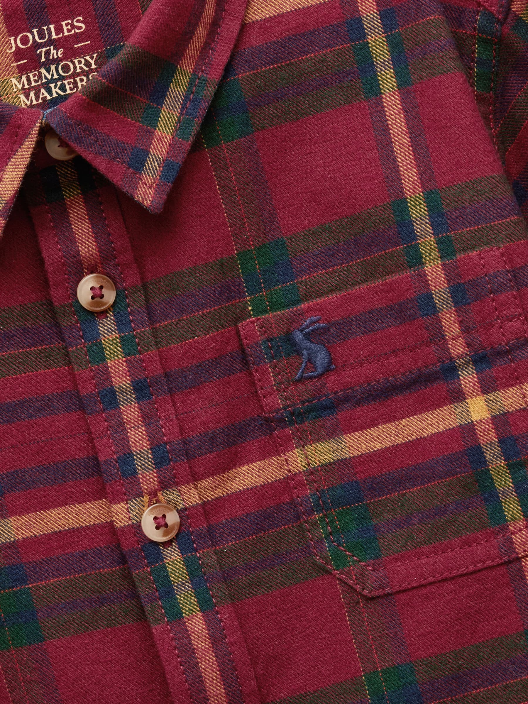 Bordeauxrood - Joules Boys' Brushed Flannel Checked Shirt