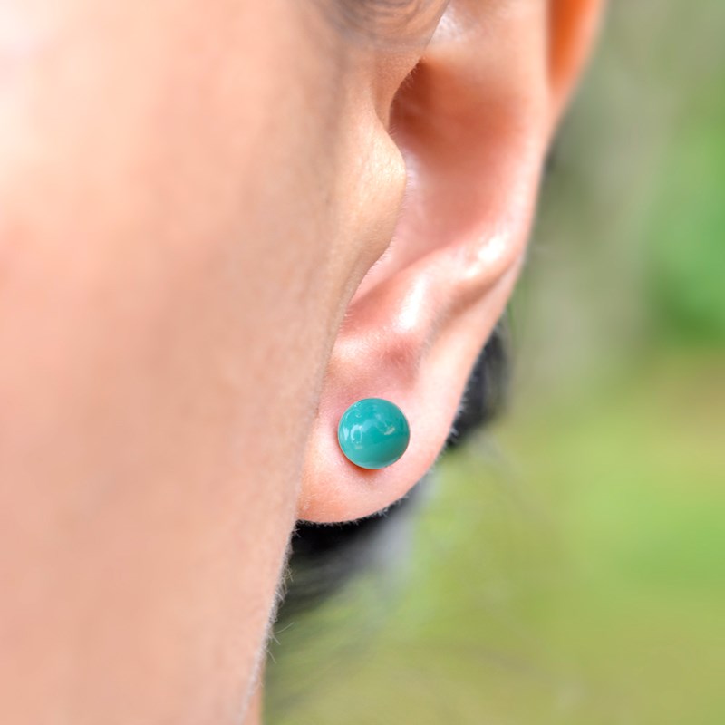 Boucles d'oreilles en argent 925 perle de cristal nacré vert jade