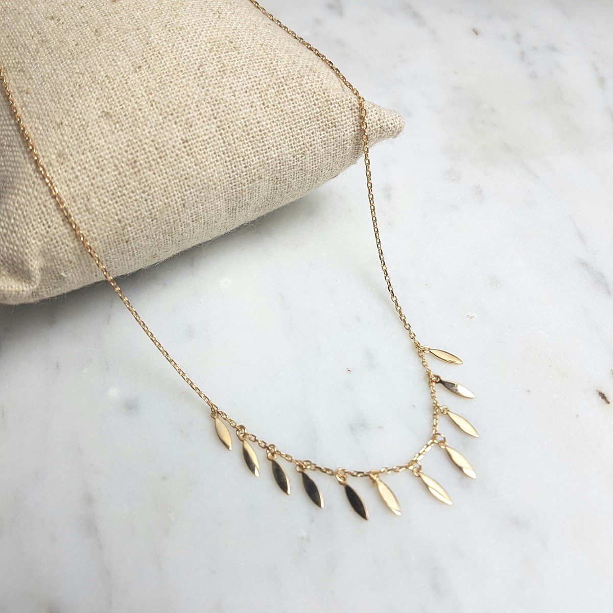 Collier Fin Plaqué Or Mode Tendance Pampilles