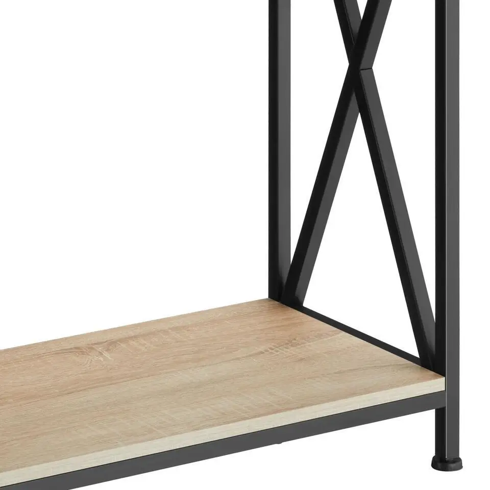 tectake Consoletafel Tacoma 100x35x80,5cm, Industrieel Licht Hout, Eiken Sonoma