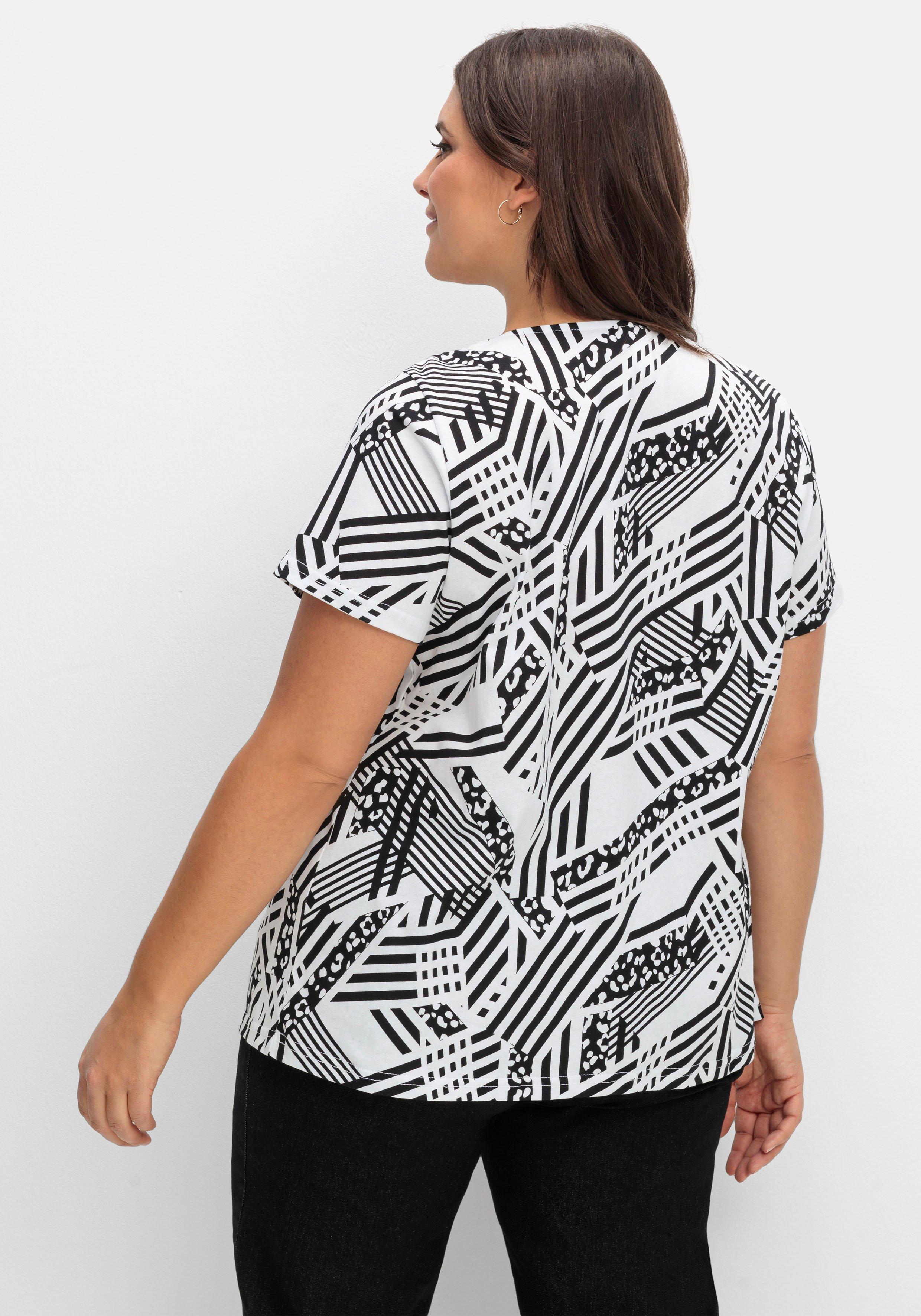 Longshirt in A-Linie, mit grafischem Muster