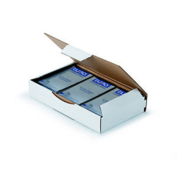 RAJA Boîte d'expédition blanche en carton simple cannelure - L. Int. 18 x l.10 x H.5 cm - Lot de 50