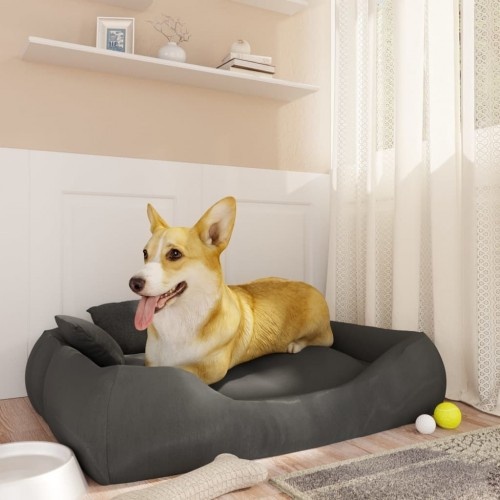 Cama retangular acolchoada cinza para animais de estimação Vidaxl