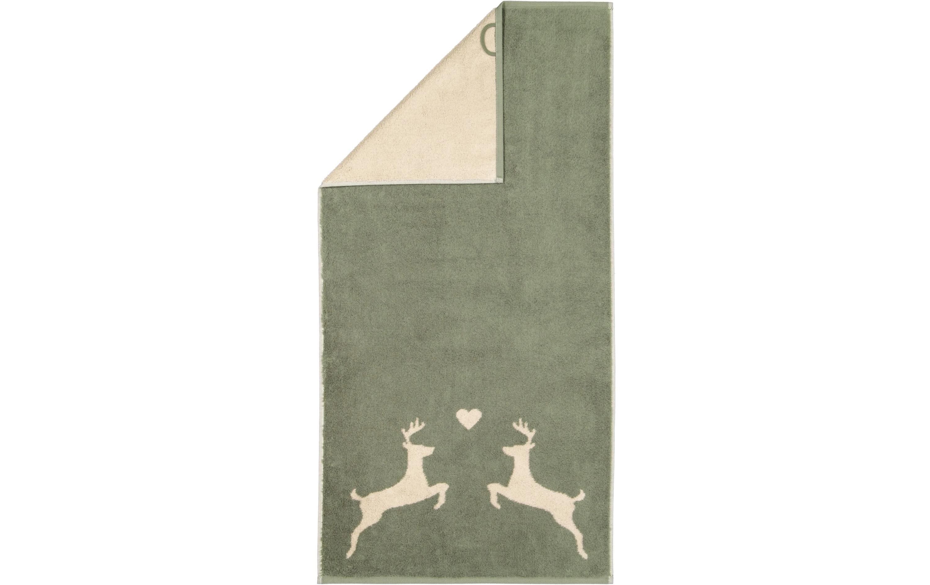 Duschtuch Alpenchic Edition Hirsch 70 x 140 cm, Beige/GrünBadezimmertuch