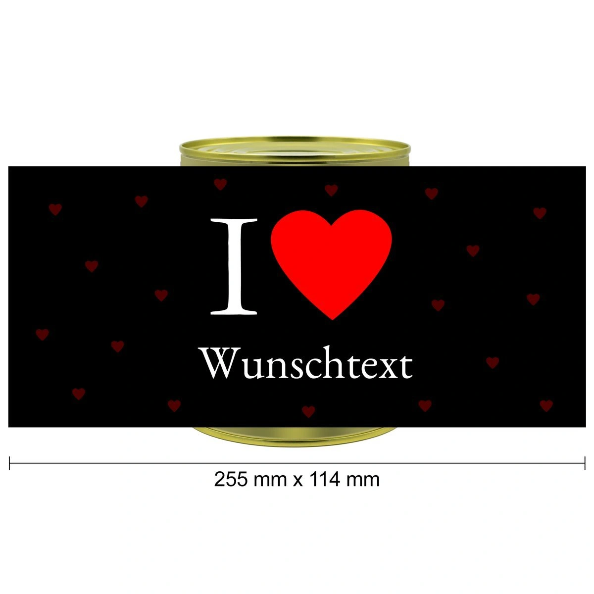 Personalisierte Geschenkdose - Teddybär (Motiv: Liebesherzen)