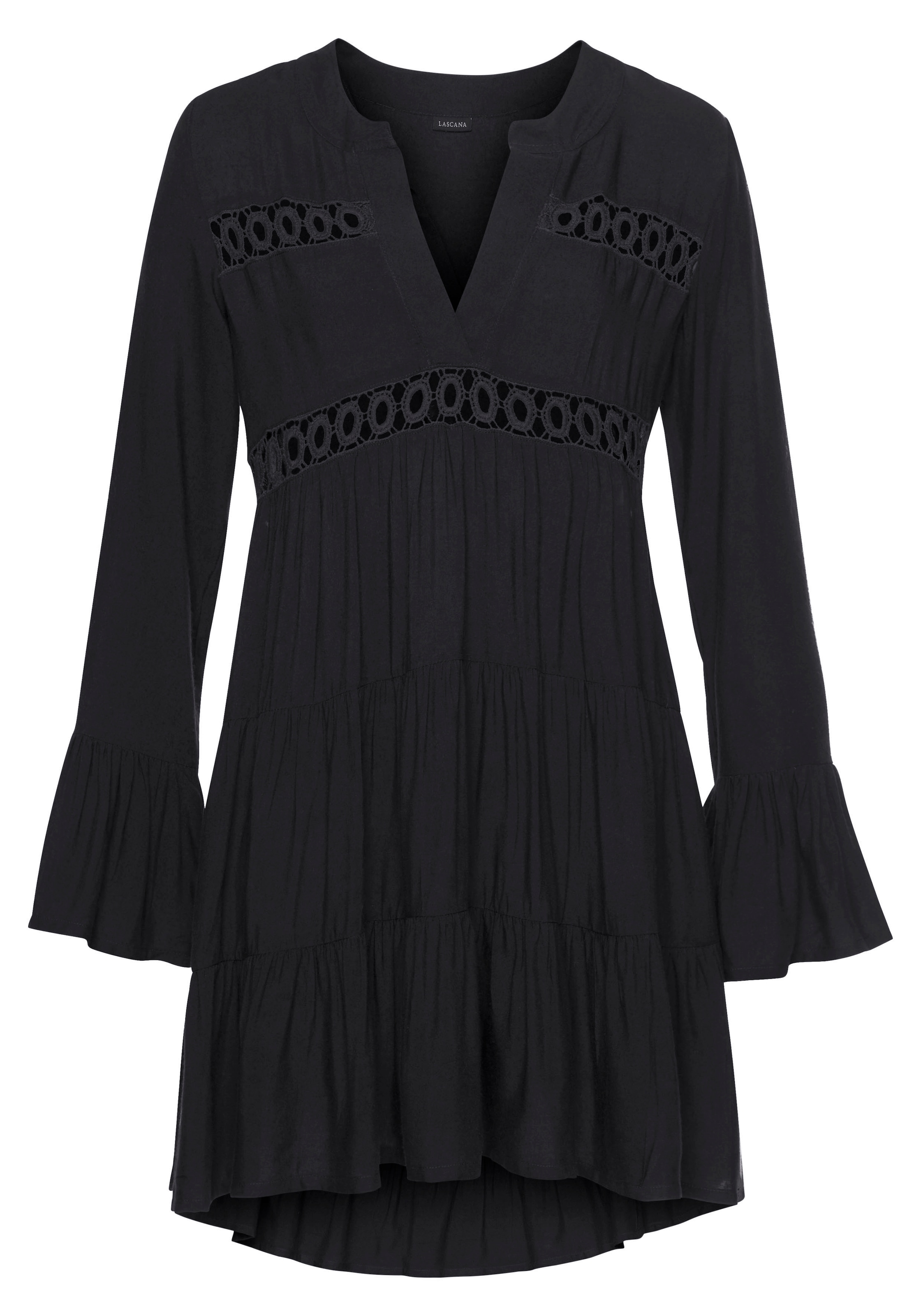LASCANA Longbluse mit Spitzeneinsätzen, Tunika, Blusenkleid, Strandmode