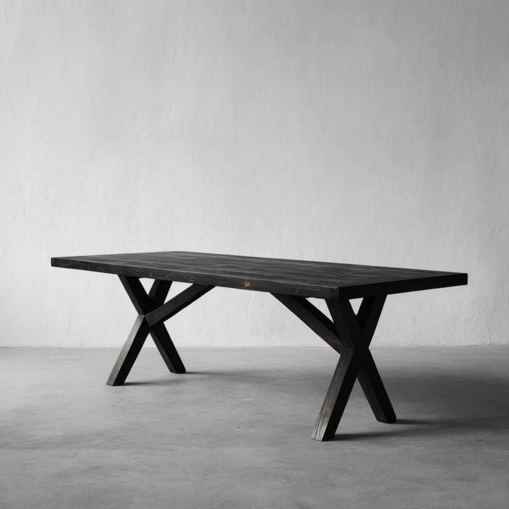 Esstisch Holz 200x90x75 cm - Schwarz - Rustikales Design