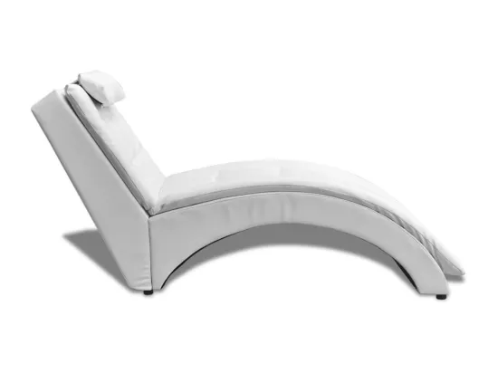 Prolenta Premium - Chaise longue avec oreiller Blanc Similicuir
