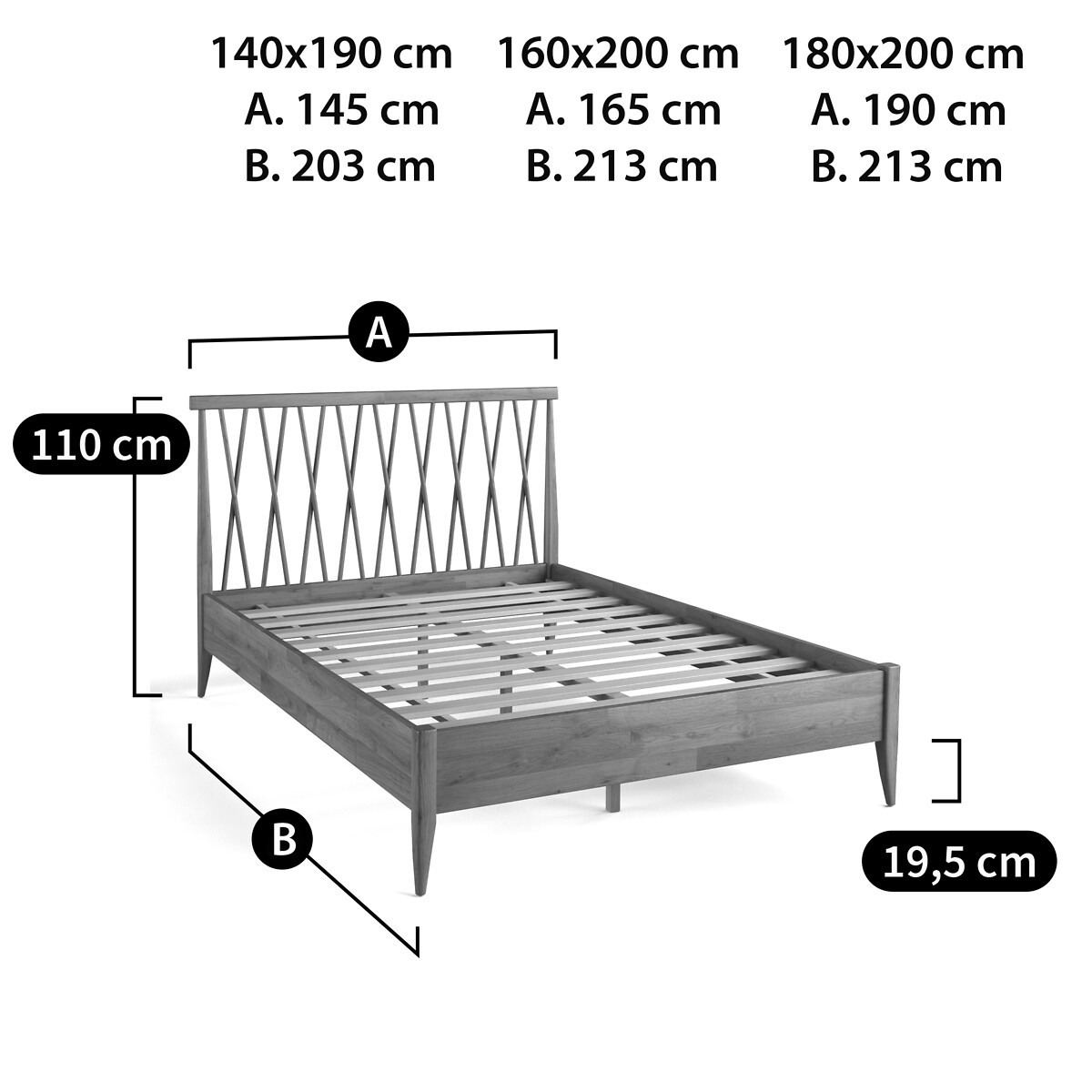 LA REDOUTE INTERIEURS<br>Cama Quilda + estrado de ripas