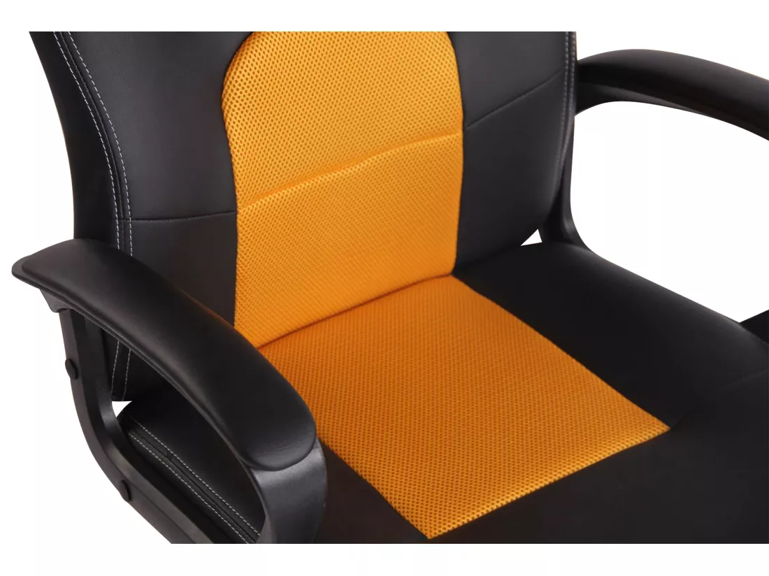 Chaise de bureau - Similicuir & Chrome - Noir / Jaune - Elbing