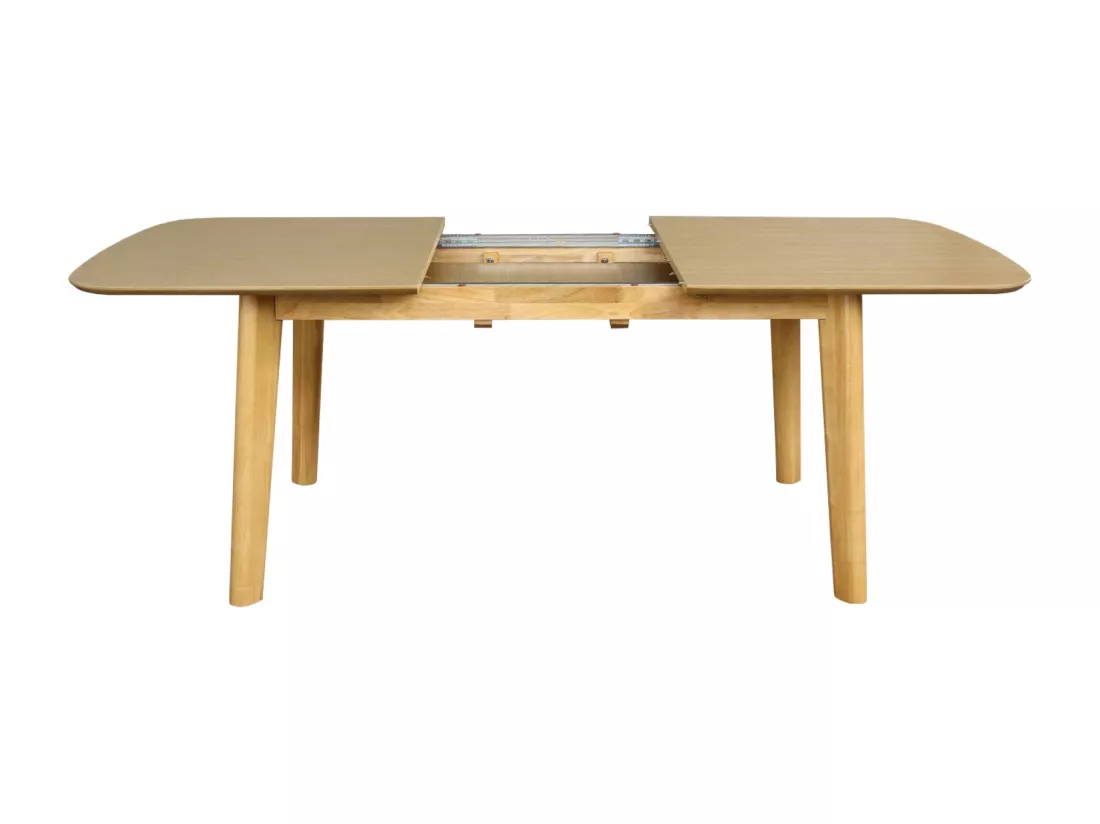Table à manger extensible rectangulaire 160 - 210cm. placage chêne. teinte naturelle. L 160/210 x P 90 x H 76cm