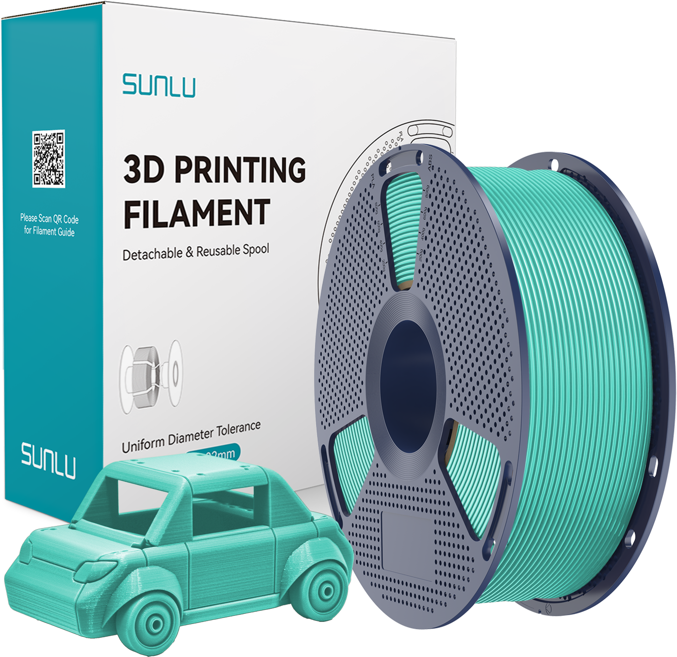 SUNLU  PETG Mint Green, 1,75 mm / 1000 g    Zähes, leicht zu druckendes PETG Filament