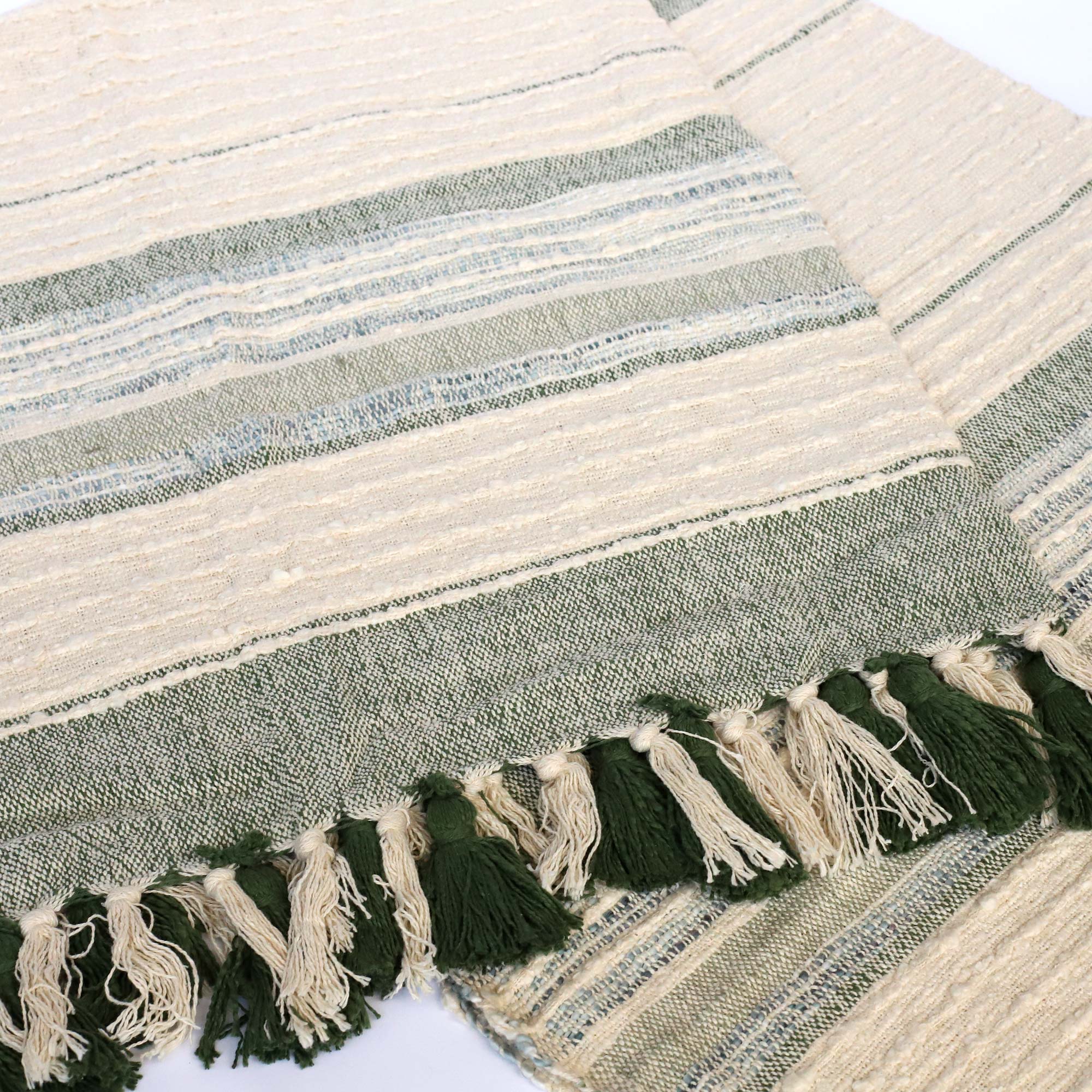 Throw 'Jorgos' weiß-grün, B 170 cm, L 130 cm von fischer's lagerhaus