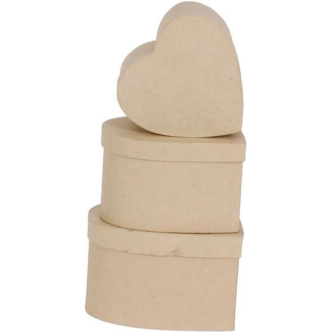 Assort 3 boîtes coeurs 14x8/18x11cm - Kraft
