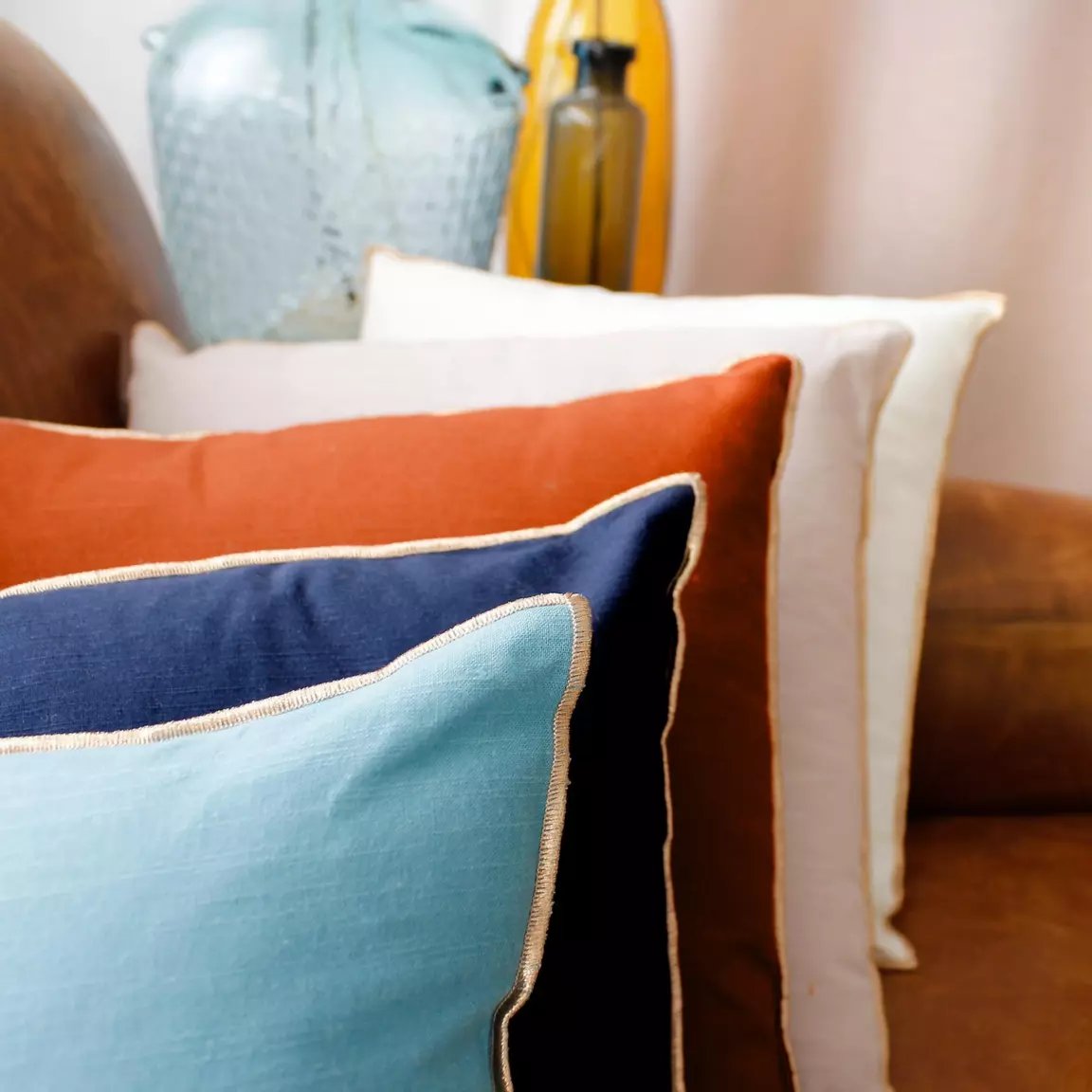 Coussin carré (40 cm) Vegetalis uni Cognac
