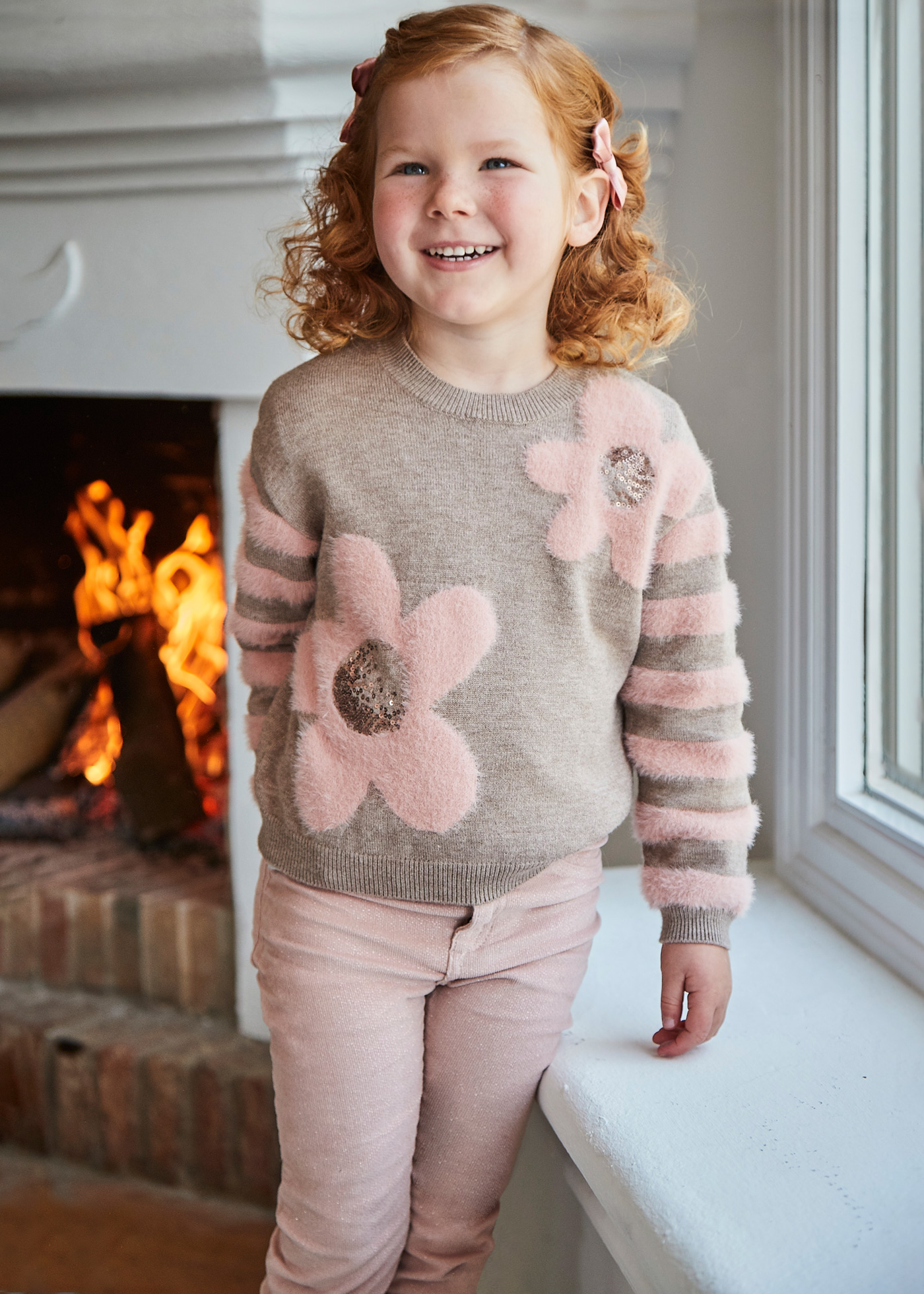 Calças de microveludo cotelê com glitter para meninas