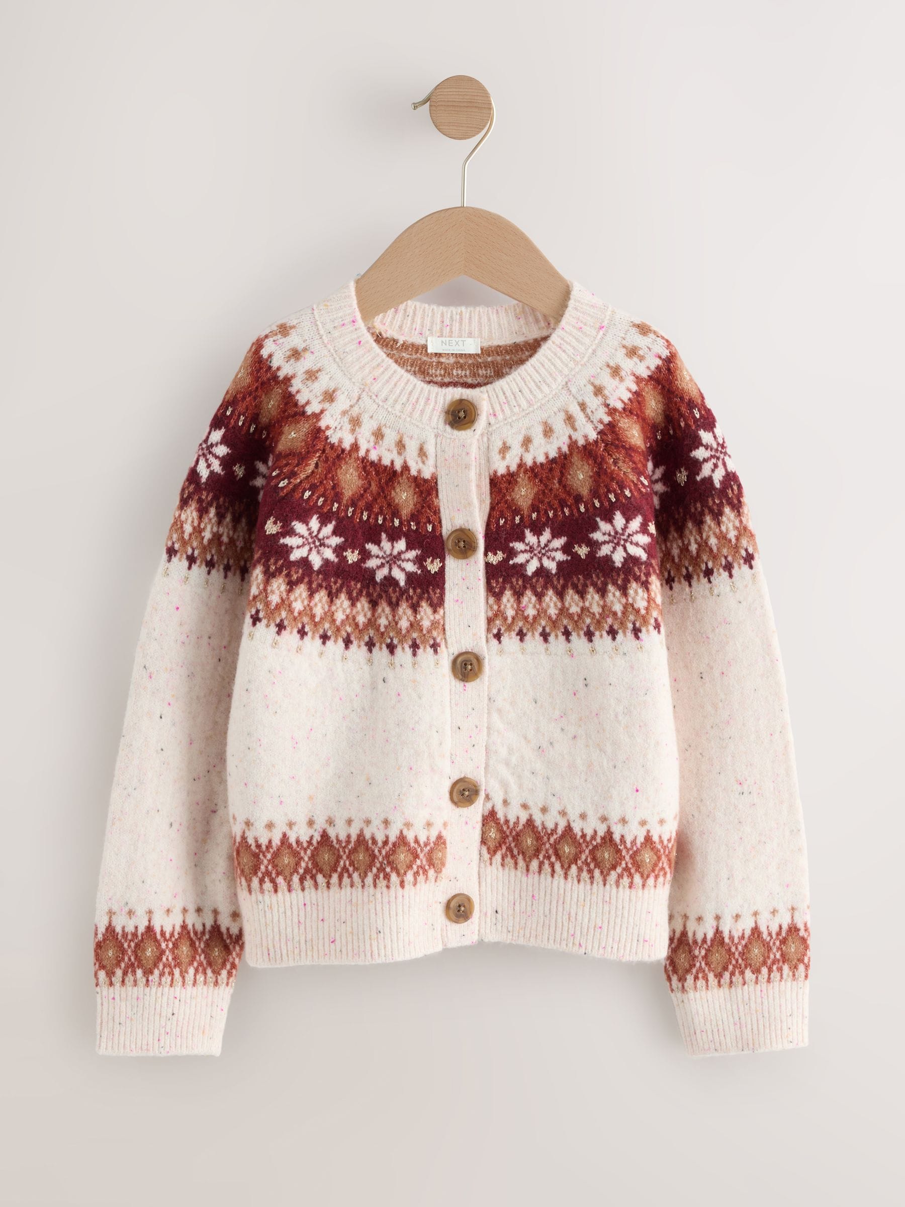 Ecru - Snowflake Fairisle vest (3-16jaar)