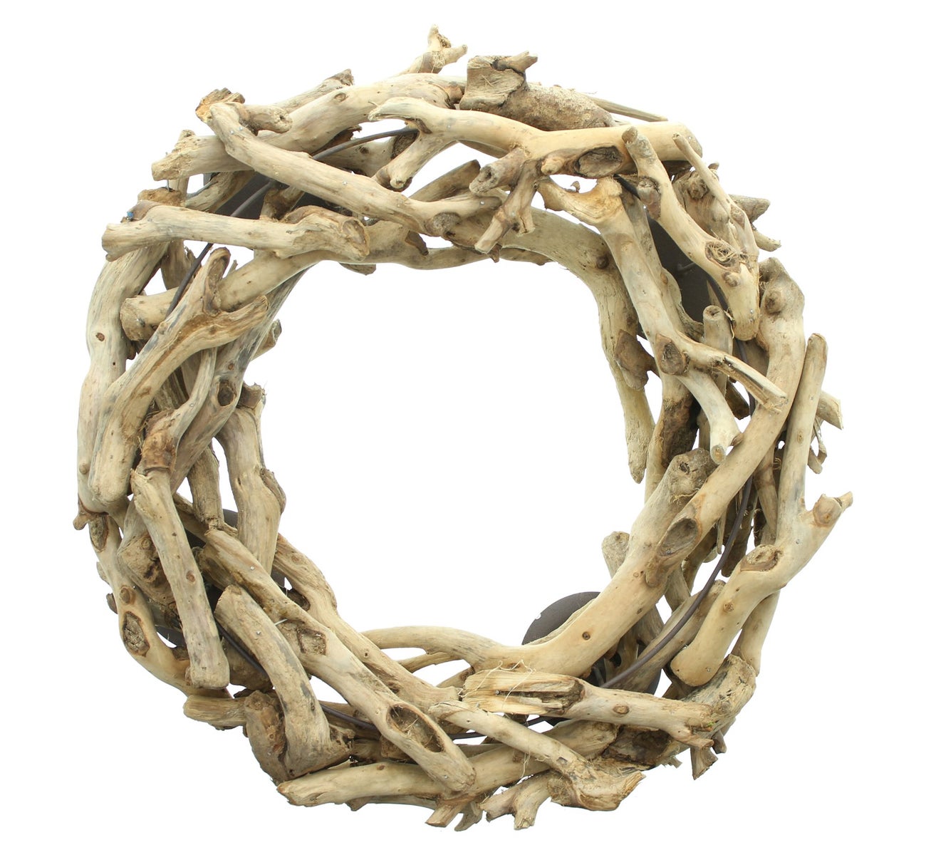 FRANK FLECHTWAREN | Adventskrans van drijfhout, Ø 40 x 11 cm, DROGGAGE, METAAL