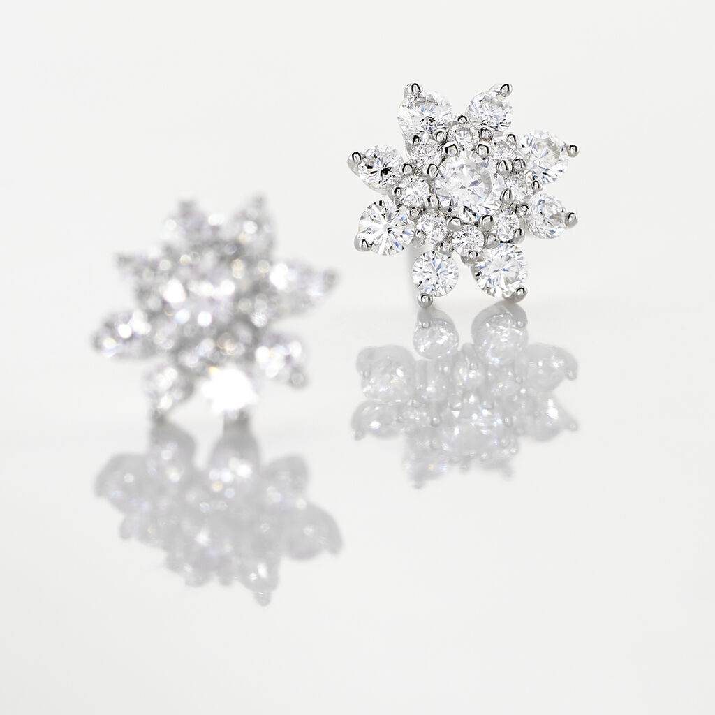 Boucles D'oreilles Puces Lorraine Argent Blanc Oxyde De Zirconium