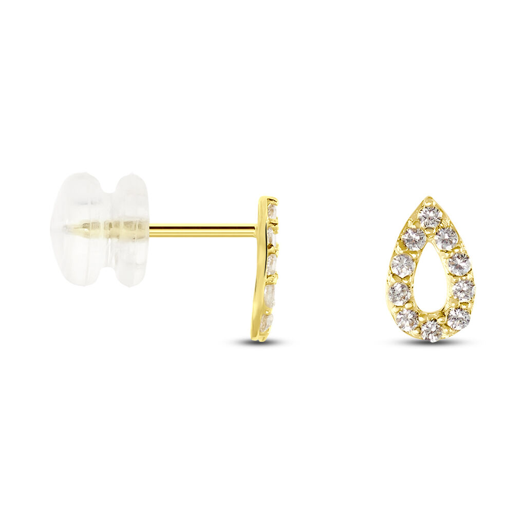 Boucles D'oreilles Puces Or Jaune Oxydes De Zirconium