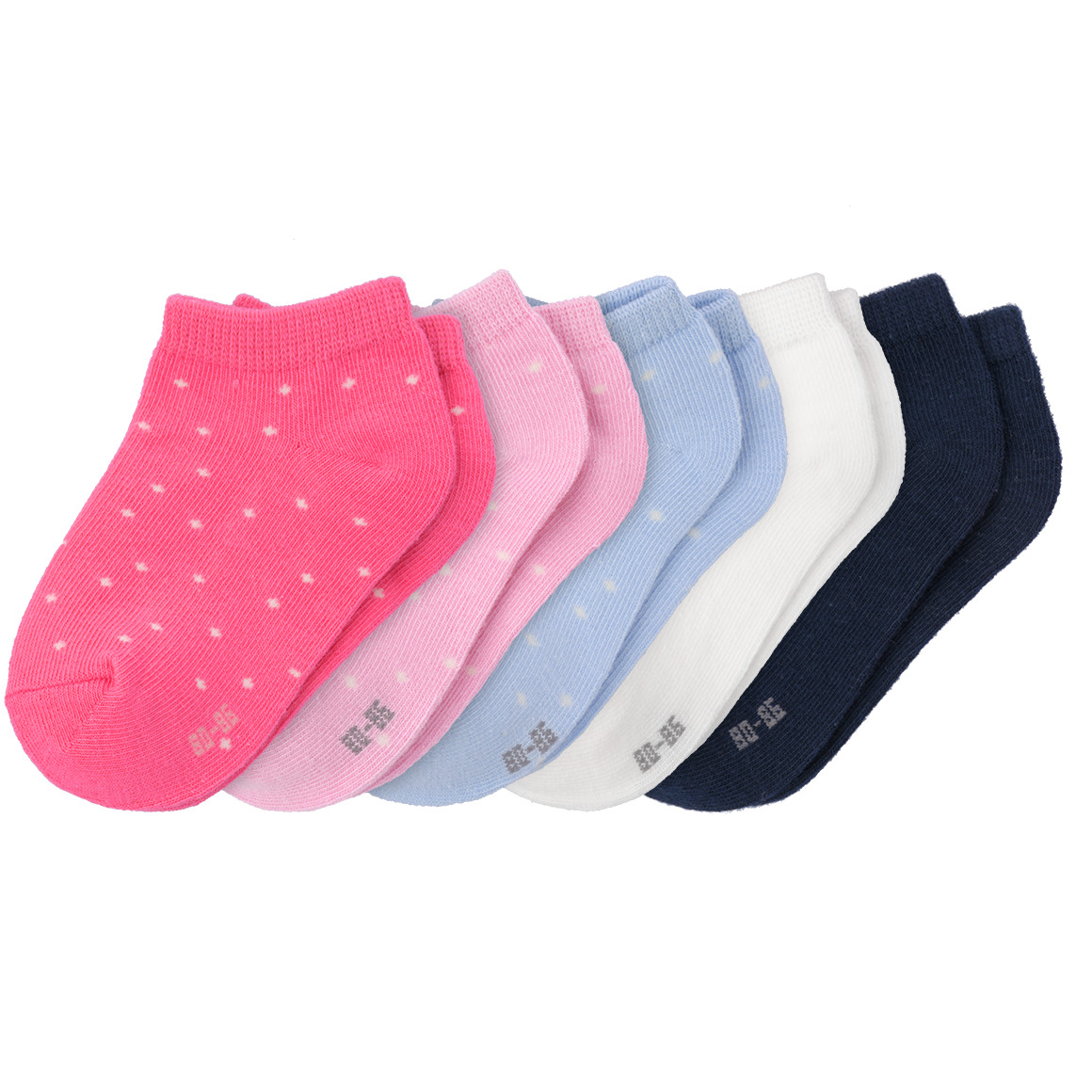 Topomini 5 Paar Baby Sneaker-Socken im Set pink / hellblau / weiss