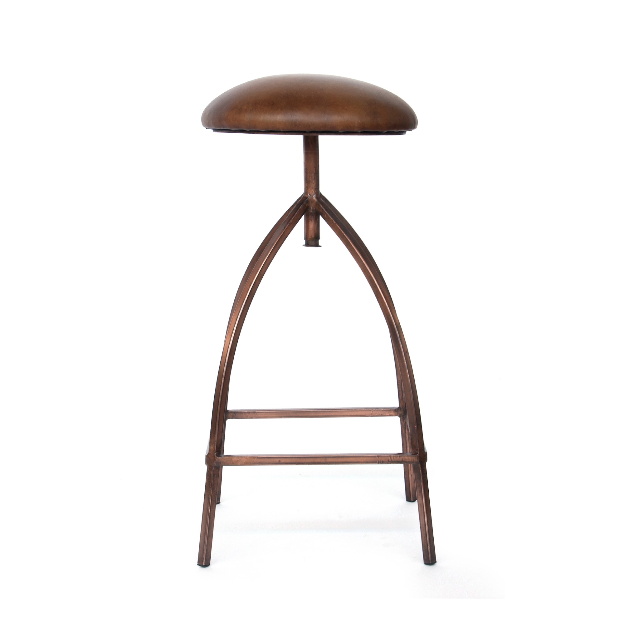 Barhocker 'Vault', cognacbraun, messing, T 36 cm, B 36 cm, H 75 cm von fischer's lagerhaus