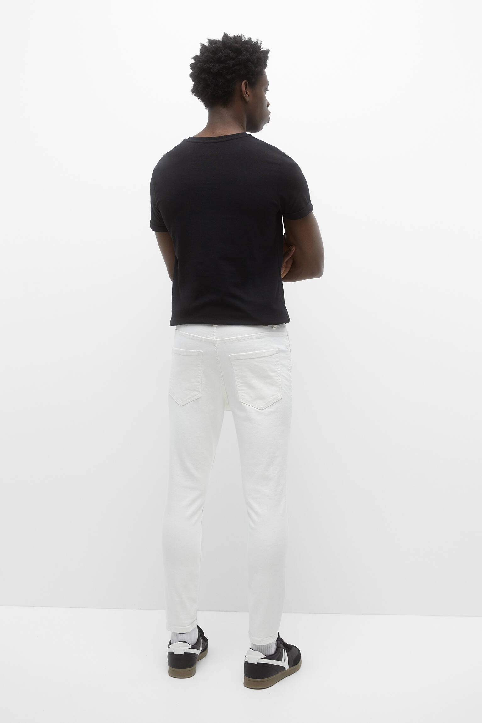 CALÇA JEANS BÁSICA CORTE CENOURO - BRANCA