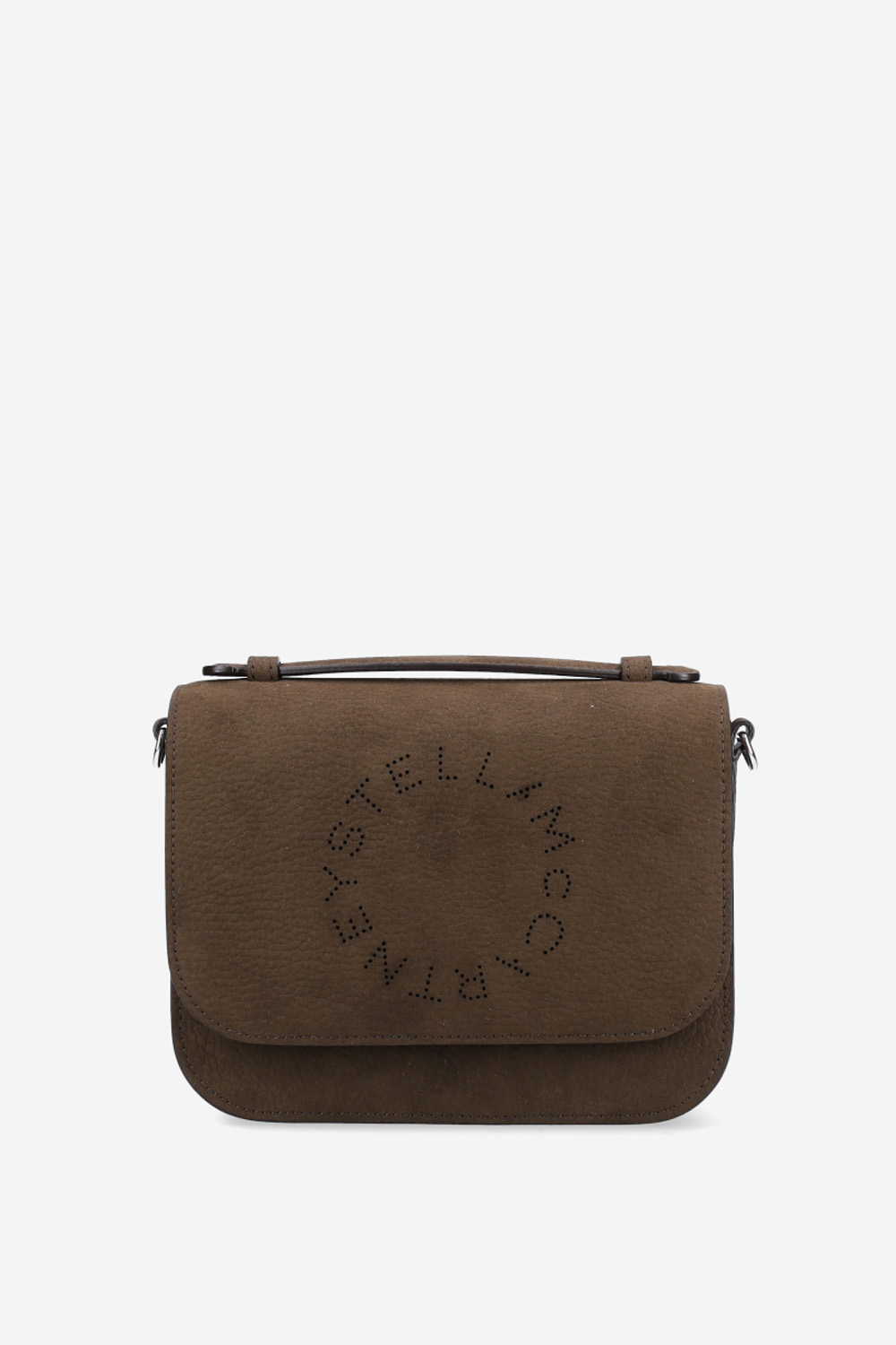 Logo flap suede crossbody