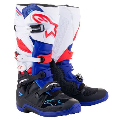 Bottes cross Alpinestars TECH 7 - BLACK / DARK BLUE / RED / WHITE 2023 - Noir / Bleu