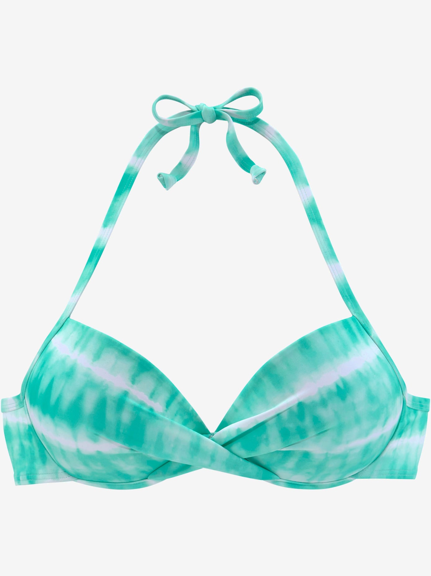 Haut de bikini push-up imprimé, effet de couleur différent pour chaque pièce