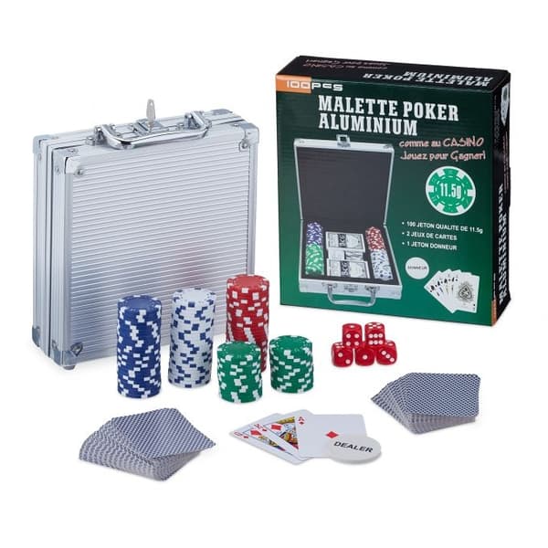 Pokerkoffert med 100 sjetonger