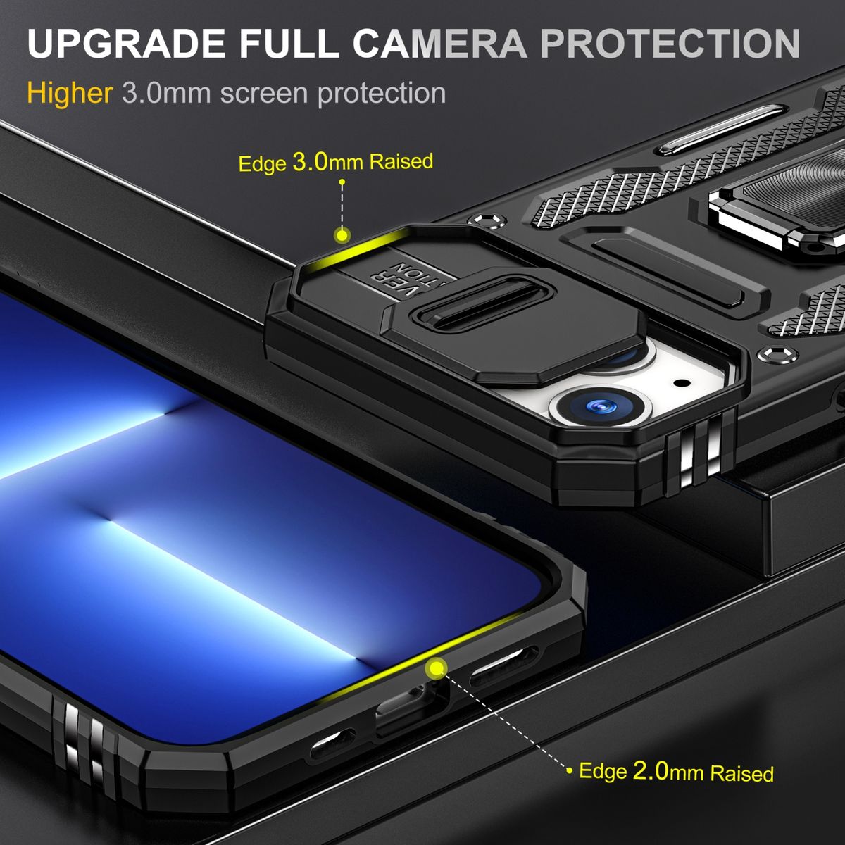 Hülle Handy Schutz für Apple iPhone 15 Case Cover Kamera Ständer Etuis Bumper