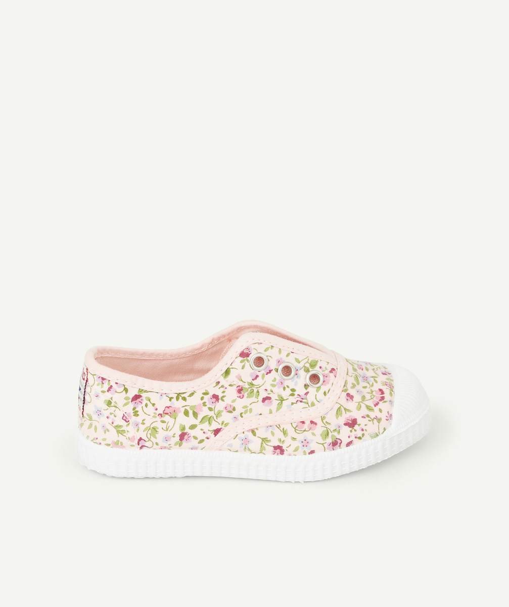 CIENTABASKETS EN TOILE FILLE ROSE IMPRIMÉ FLEURI