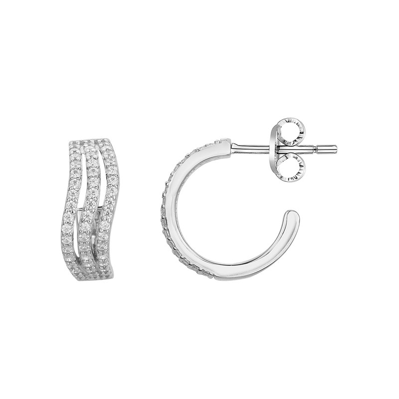 Boucles d'oreilles en Argent avec oxyde de zirconium blanc