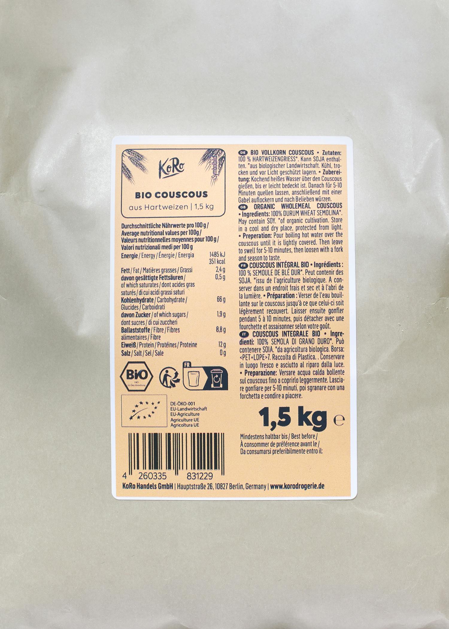 Bio Couscous 1,5 kg