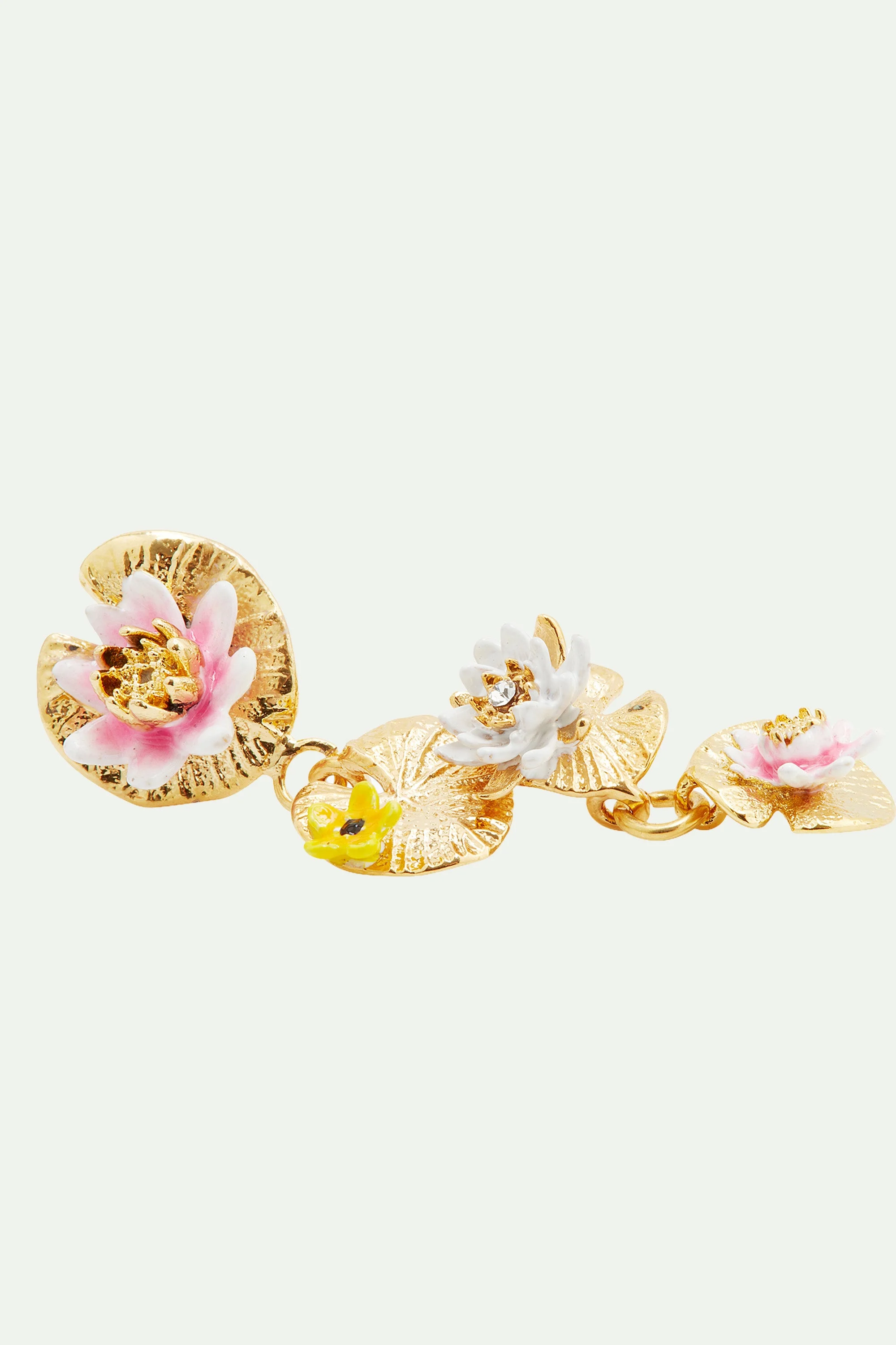 Boucles d'oreilles pendantes nymphéas et nénuphars | Multicolore