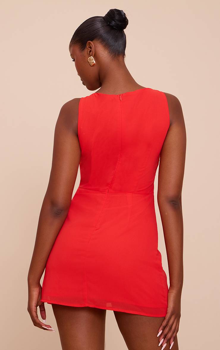 Rouge Robe Mini Avec Détails Bordure En Mousseline