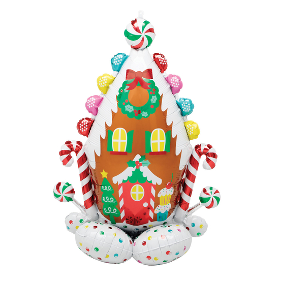 Ballon foil en aluminium Maison Pain d'épice H. 129 cm