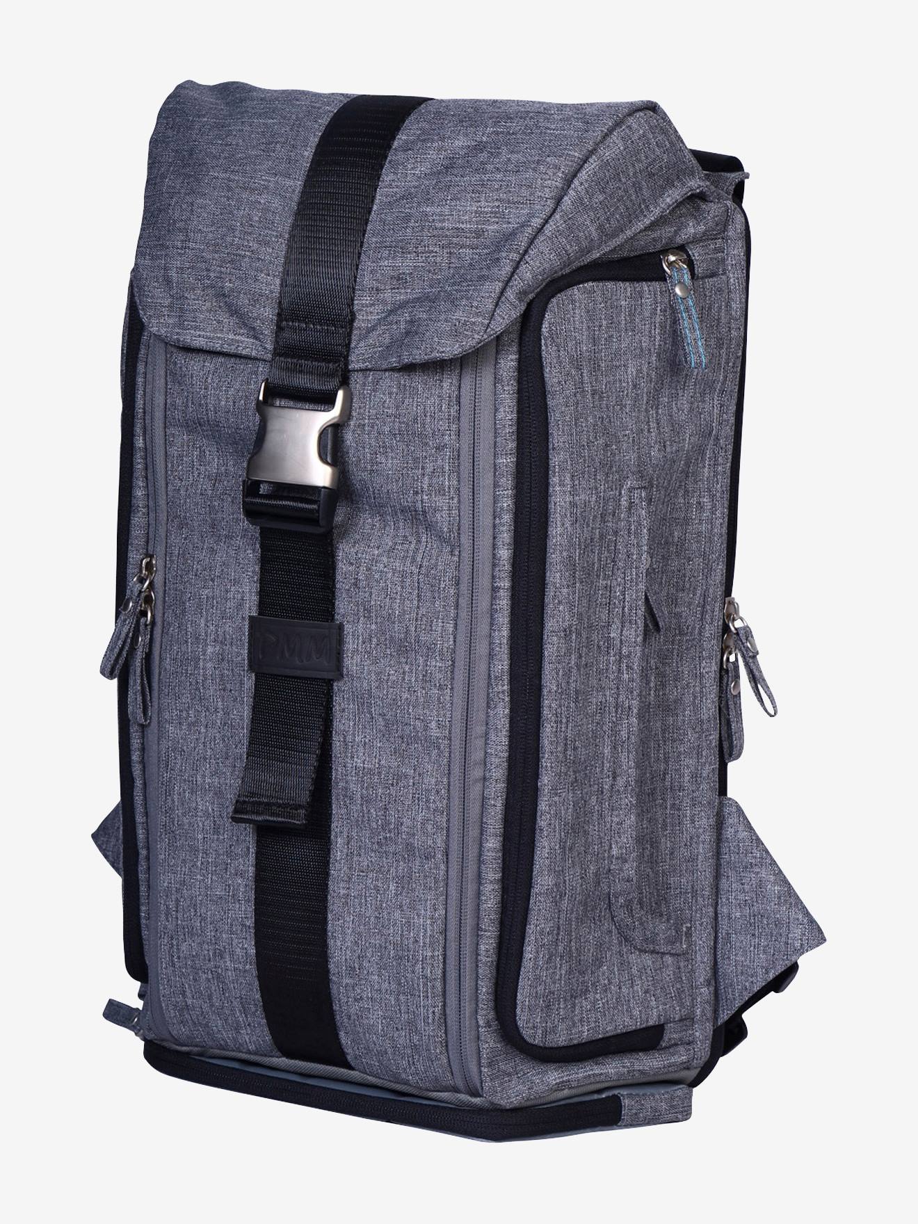 Mochila Jule's PAPA, MAMAN ET MOI para fraldas, cor cinza mescla escuro.
