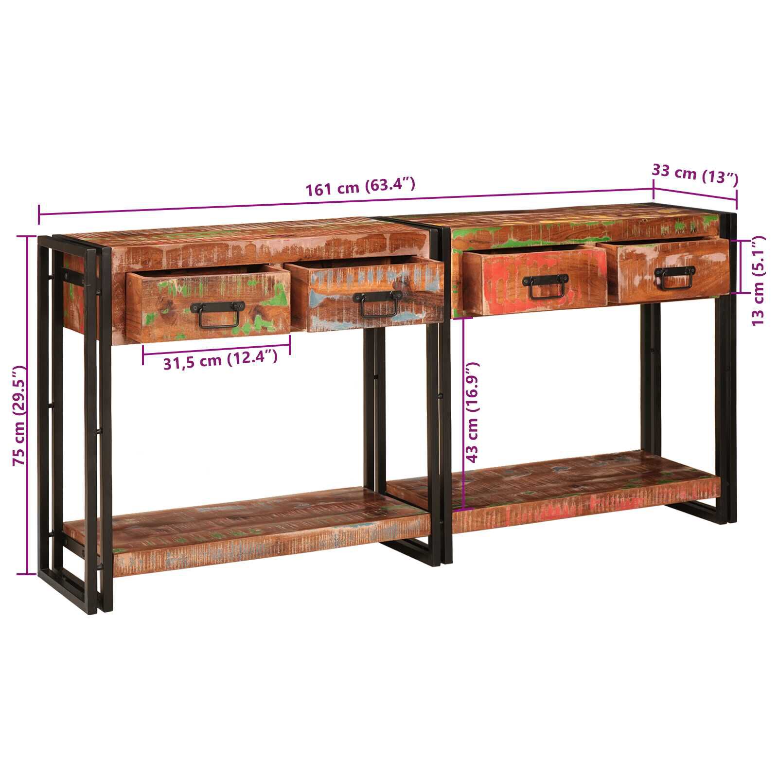 vidaXL Consoletafelset met lades 2 st. Multicolor
