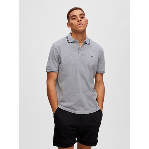 Selected Homme Dante Sport Polo T-shirt, Medium Grey Melange, S